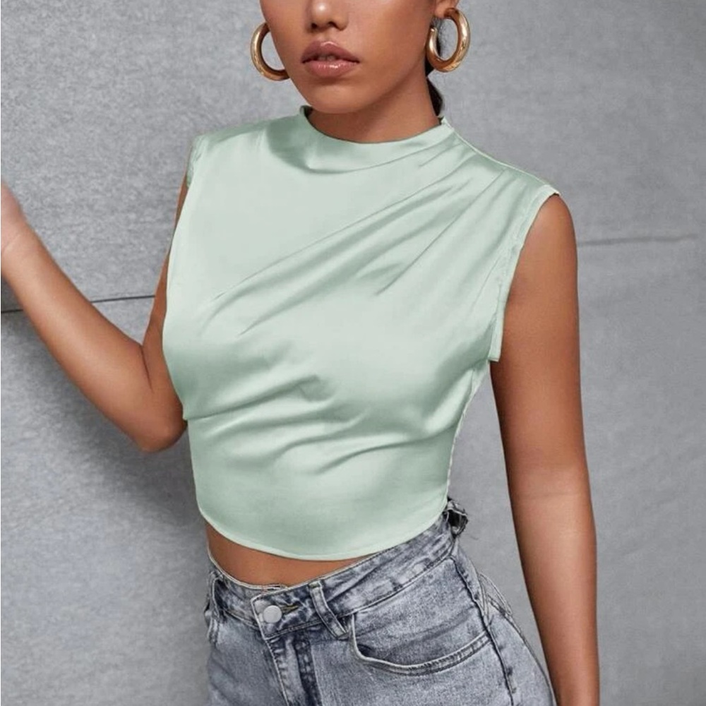 Silk cropped tank top